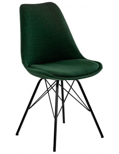 Se Jens spisebordsstol i metal og polyester H87 cm - Sort/Mørkegrøn hos Lepong.dk