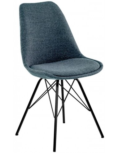 Se Jens spisebordsstol i metal og polyester H87 cm - Sort/Blå hos Lepong.dk