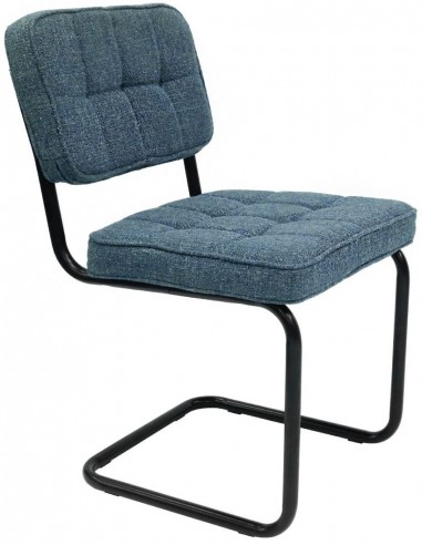 Se Yves spisebordsstol i metal og polyester H84 cm - Sort/Blå hos Lepong.dk