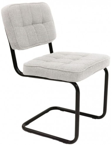 Se Yves spisebordsstol i metal og polyester H84 cm - Sort/Cremehvid hos Lepong.dk