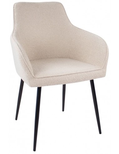 Se Maud spisebordsstol i metal og bouclé H88 cm - Sort/Beige hos Lepong.dk