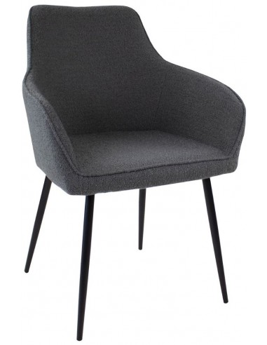 Se Maud spisebordsstol i metal og bouclé H88 cm - Sort/Mørkegrå hos Lepong.dk