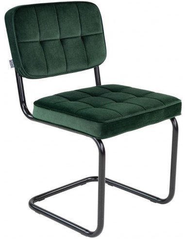 Se Ivy spisebordsstol i metal og velour H84 cm - Sort/Mørkegrøn hos Lepong.dk
