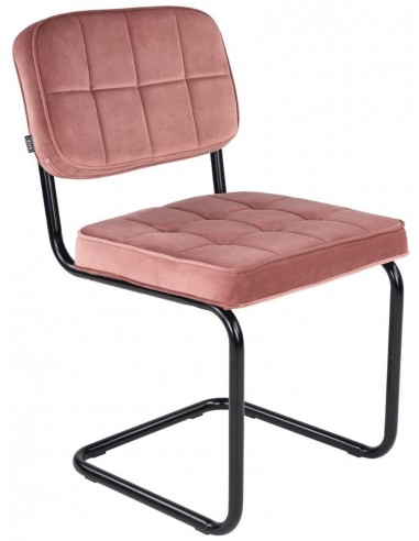 Se Ivy spisebordsstol i metal og velour H84 cm - Sort/Rosa hos Lepong.dk