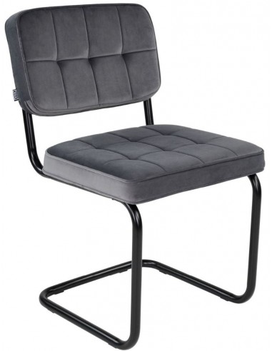 Se Ivy spisebordsstol i metal og velour H84 cm - Sort/Mørkegrå hos Lepong.dk