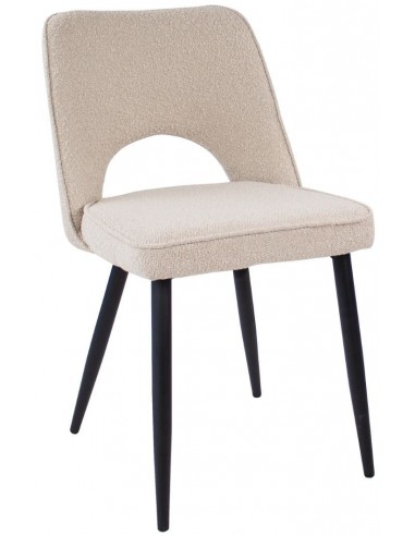 Billede af Mare spisebordsstol i metal og bouclé H80 cm - Sort/Beige