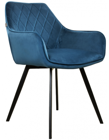 Billede af Karl spisebordsstol i metal og velour H86 cm - Sort/Mørkeblå