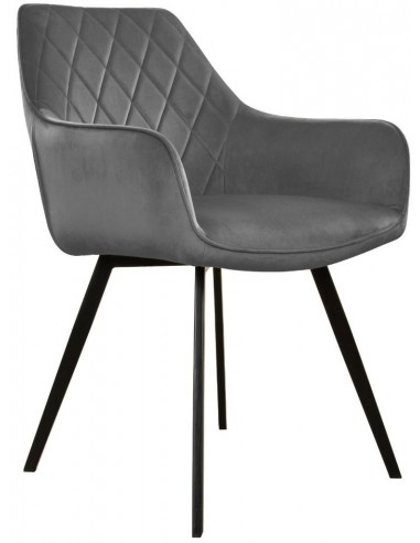 Billede af Karl spisebordsstol i metal og velour H86 cm - Sort/Mørkegrå