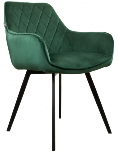 Billede af Karl spisebordsstol i metal og velour H86 cm - Sort/Mørkegrøn