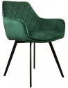 Karl spisebordsstol i metal og velour H86 cm - Sort/Mørkegrøn