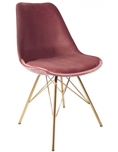 Billede af Bucket spisebordsstol i metal og velour H85 cm - Guld/Rosa