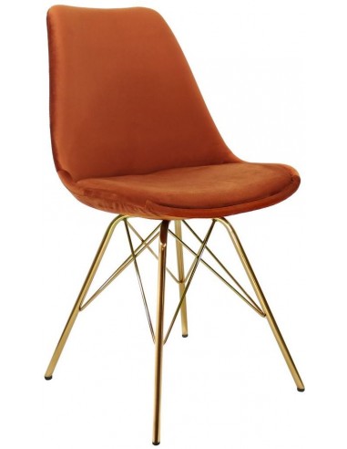 Billede af Bucket spisebordsstol i metal og velour H85 cm - Guld/Orange