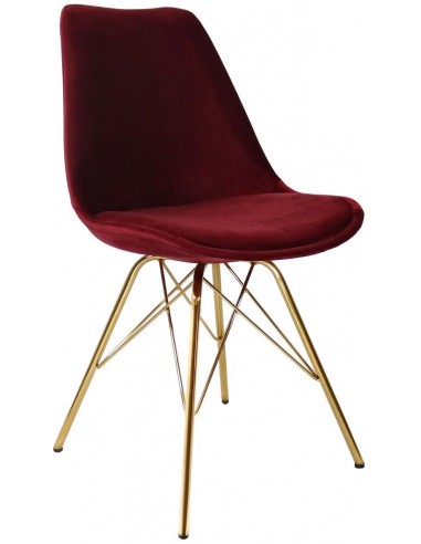 Billede af Bucket spisebordsstol i metal og velour H85 cm - Guld/Mørkerød