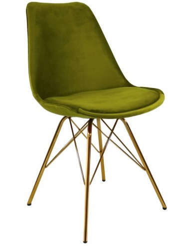 Billede af Bucket spisebordsstol i metal og velour H85 cm - Guld/Grøn