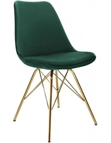 Billede af Bucket spisebordsstol i metal og velour H85 cm - Guld/Mørkegrøn