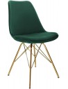 Bucket spisebordsstol i metal og velour H85 cm - Guld/Mørkegrøn