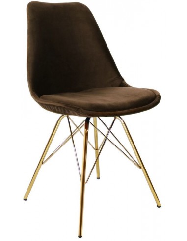 Se Bucket spisebordsstol i metal og velour H85 cm - Guld/Brun hos Lepong.dk
