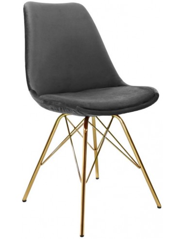 Billede af Bucket spisebordsstol i metal og velour H85 cm - Guld/Mørkegrå