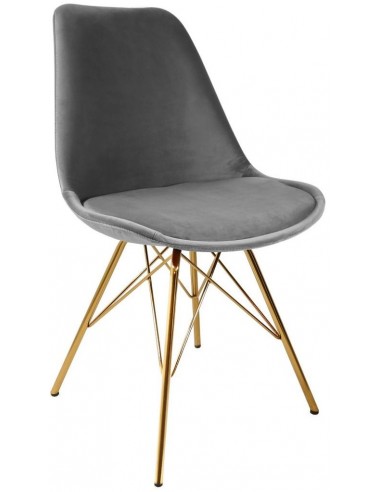 Billede af Bucket spisebordsstol i metal og velour H85 cm - Guld/Grå