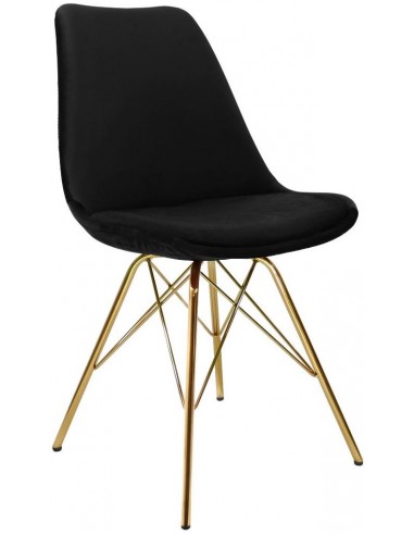 Se Bucket spisebordsstol i metal og velour H85 cm - Guld/Sort hos Lepong.dk