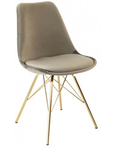 Billede af Bucket spisebordsstol i metal og velour H85 cm - Guld/Taupe