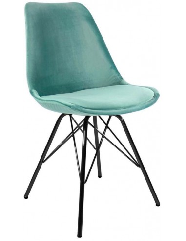 Se Bucket spisebordsstol i metal og velour H85 cm - Sort/Mint hos Lepong.dk