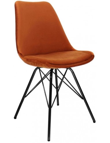 Se Bucket spisebordsstol i metal og velour H85 cm - Sort/Orange hos Lepong.dk