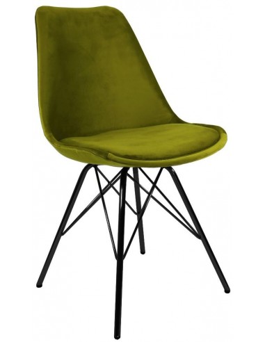 Billede af Bucket spisebordsstol i metal og velour H85 cm - Sort/Grøn