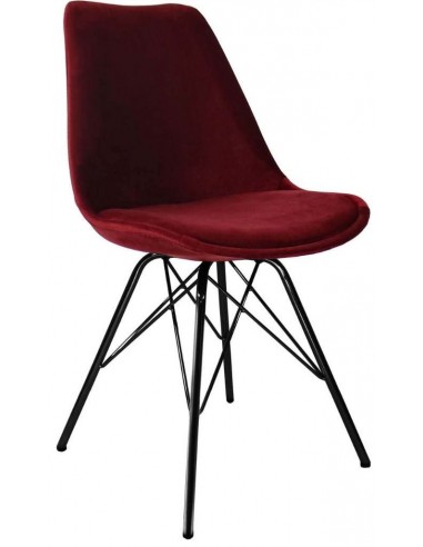 Billede af Bucket spisebordsstol i metal og velour H85 cm - Sort/Mørkerød