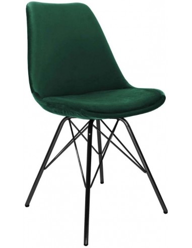 Se Bucket spisebordsstol i metal og velour H85 cm - Sort/Mørkegrøn hos Lepong.dk