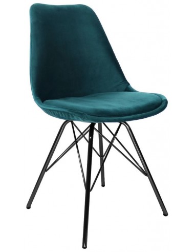 Billede af Bucket spisebordsstol i metal og velour H85 cm - Sort/Blå