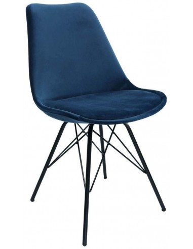 Billede af Bucket spisebordsstol i metal og velour H85 cm - Sort/Mørkeblå