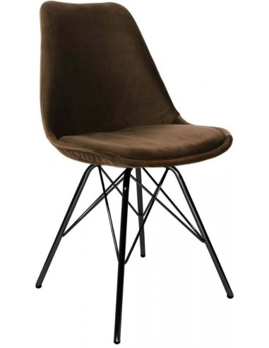 Se Bucket spisebordsstol i metal og velour H85 cm - Sort/Brun hos Lepong.dk