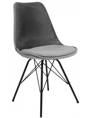 Se Bucket spisebordsstol i metal og velour H85 cm - Sort/Grå hos Lepong.dk