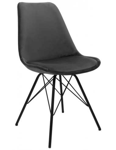 Se Bucket spisebordsstol i metal og velour H85 cm - Sort/Mørkegrå hos Lepong.dk