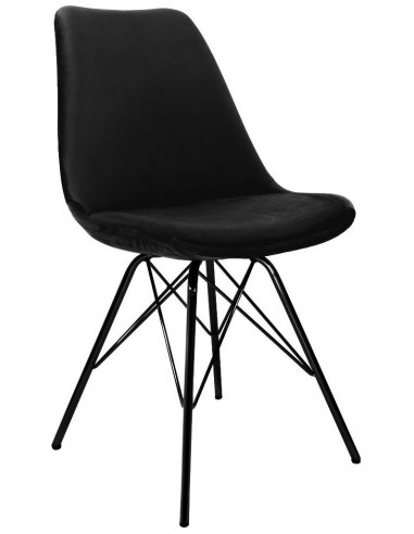 Se Bucket spisebordsstol i metal og velour H85 cm - Sort/Sort hos Lepong.dk