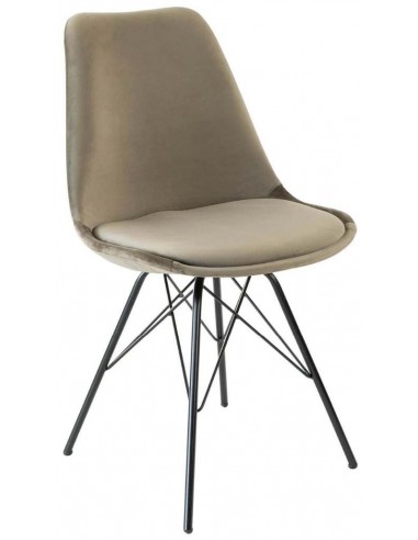 Billede af Bucket spisebordsstol i metal og velour H85 cm - Sort/Taupe