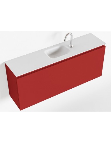 Billede af OLAN Komplet badmiljø centreret håndvask B120 cm MDF - Rød/Talkum