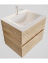 Vica Komplet badmiljø centreret håndvask B60 cm MDF - Vasket eg/Talkum