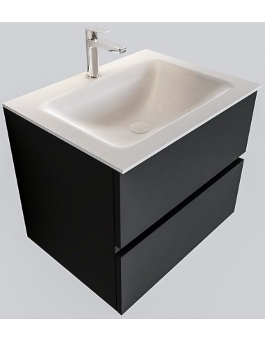 Vica Komplet badmiljø centreret håndvask B60 cm MDF - Mørkegrå/Talkum