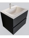 Vica Komplet badmiljø centreret håndvask B60 cm MDF - Mørkegrå/Talkum