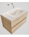 Vica Komplet badmiljø centreret håndvask B80 cm MDF - Vasket eg/Talkum