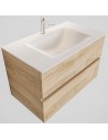 Vica Komplet badmiljø centreret håndvask B80 cm MDF - Vasket eg/Talkum