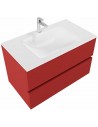 Vica Komplet badmiljø centreret håndvask B80 cm MDF - Rød/Talkum