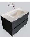 Vica Komplet badmiljø centreret håndvask B80 cm MDF - Mørkegrå/Talkum