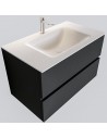 Vica Komplet badmiljø centreret håndvask B80 cm MDF - Mørkegrå/Talkum