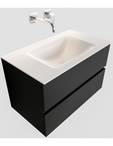 Billede af Vica Komplet badmiljø centreret håndvask B80 cm MDF - Sort/Talkum