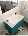 Vica Komplet badmiljø centreret håndvask B80 cm MDF - Petrolium/Talkum