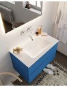 Vica Komplet badmiljø centreret håndvask B80 cm MDF - Jeansblå/Talkum