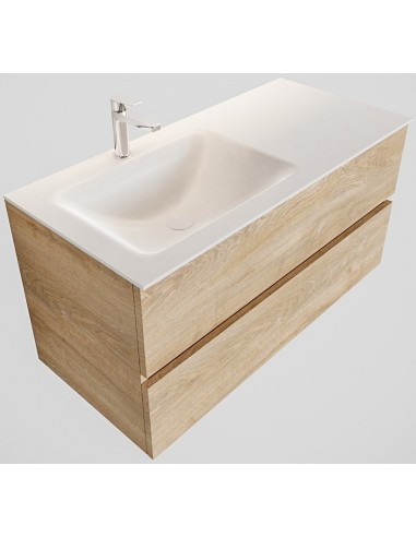 Billede af Vica Komplet badmiljø venstrevendt håndvask B100 cm MDF - Vasket eg/Talkum